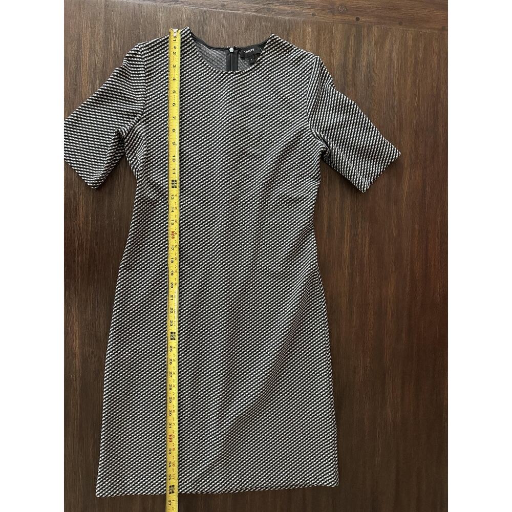 Theory Dress Womens 8 Black White Stripe Knit Sheath Half Sleeve Elegant - Picture 5 of 12